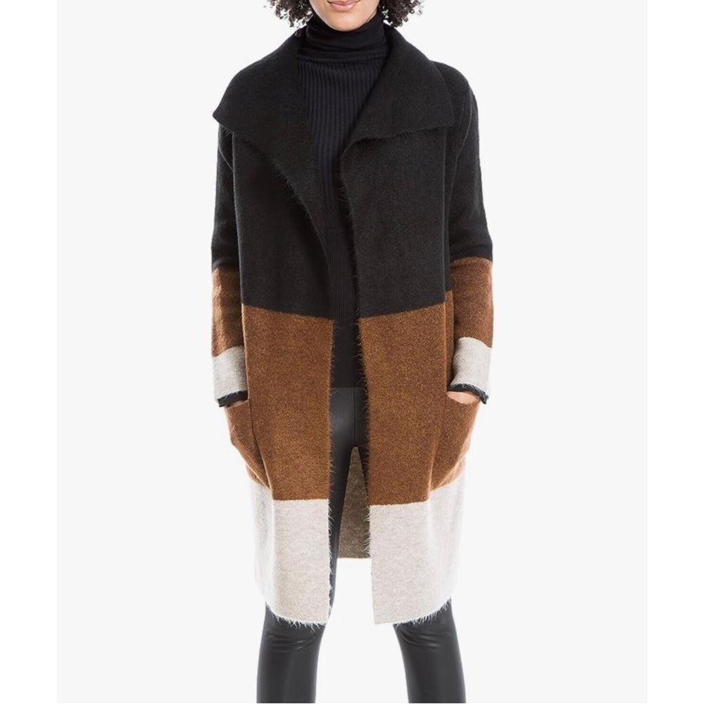 Max Studio Colorblock Open Front Long Cardigan Sw… - image 3